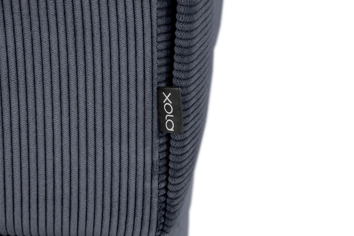 ECKSOFA ERNO in Cord Graublau  262/183 cm  - Graublau/Schwarz, Design, Textil/Metall (262/183cm) - MID.YOU