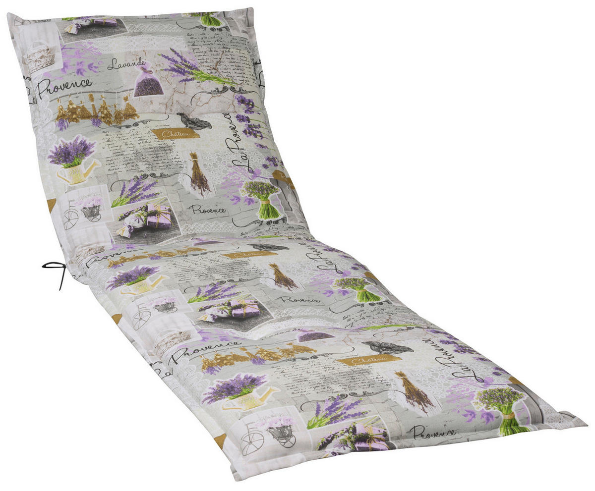 LIEGENAUFLAGE Floral  - Violett/Grau, LIFESTYLE (63/9/190cm)