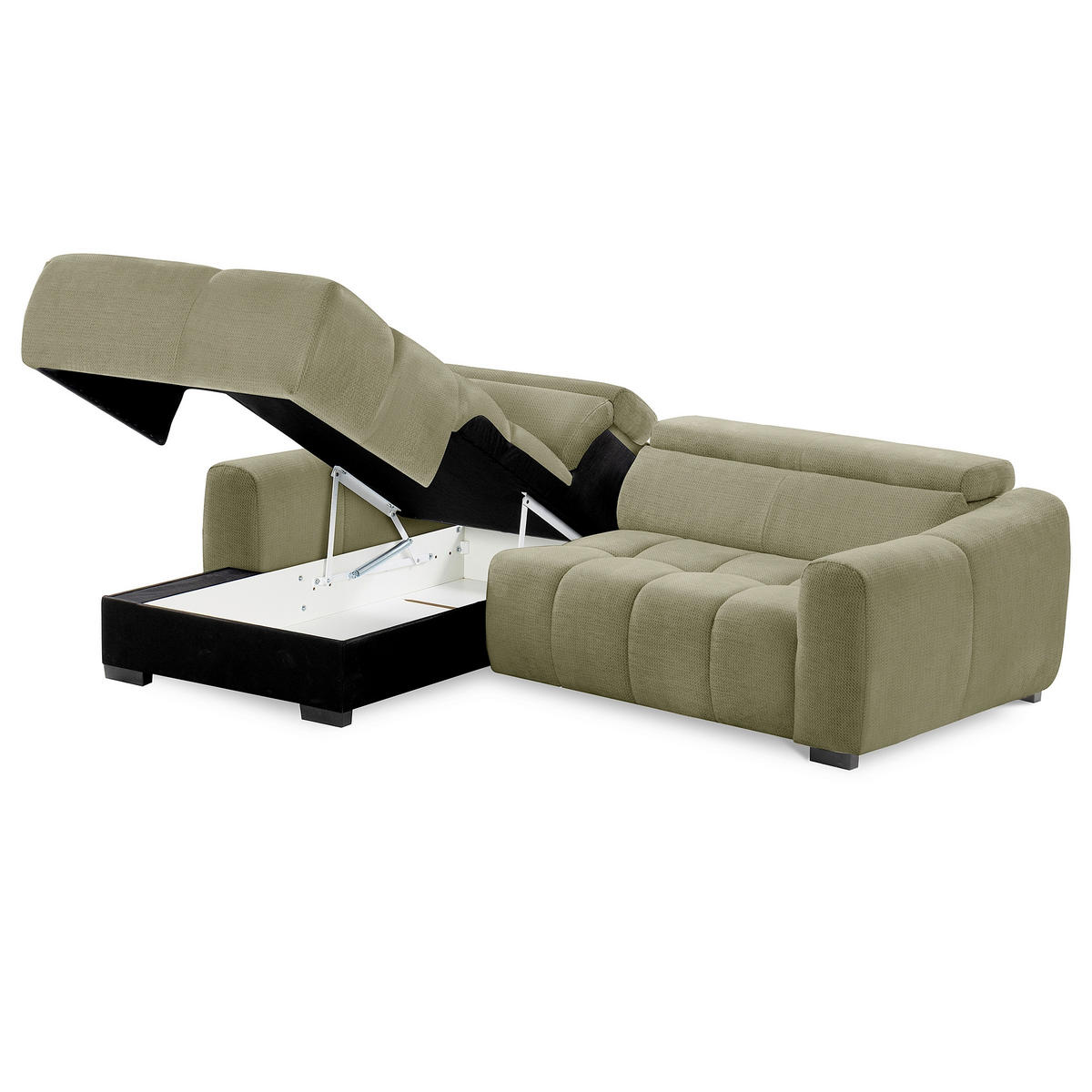ECKSOFA  Webstoff Grün  - Schwarz/Grün, Design, Kunststoff/Textil (177/274cm) - Livetastic