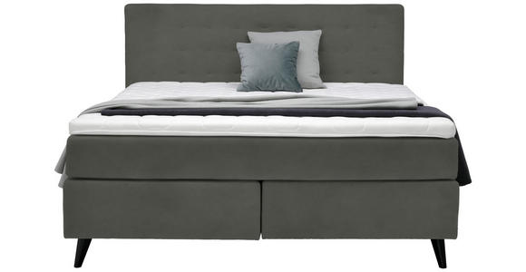 BOXSPRINGBETT 180/200 cm  in Grau  - Schwarz/Grau, KONVENTIONELL, Holz/Textil (180/200cm) - Voleo