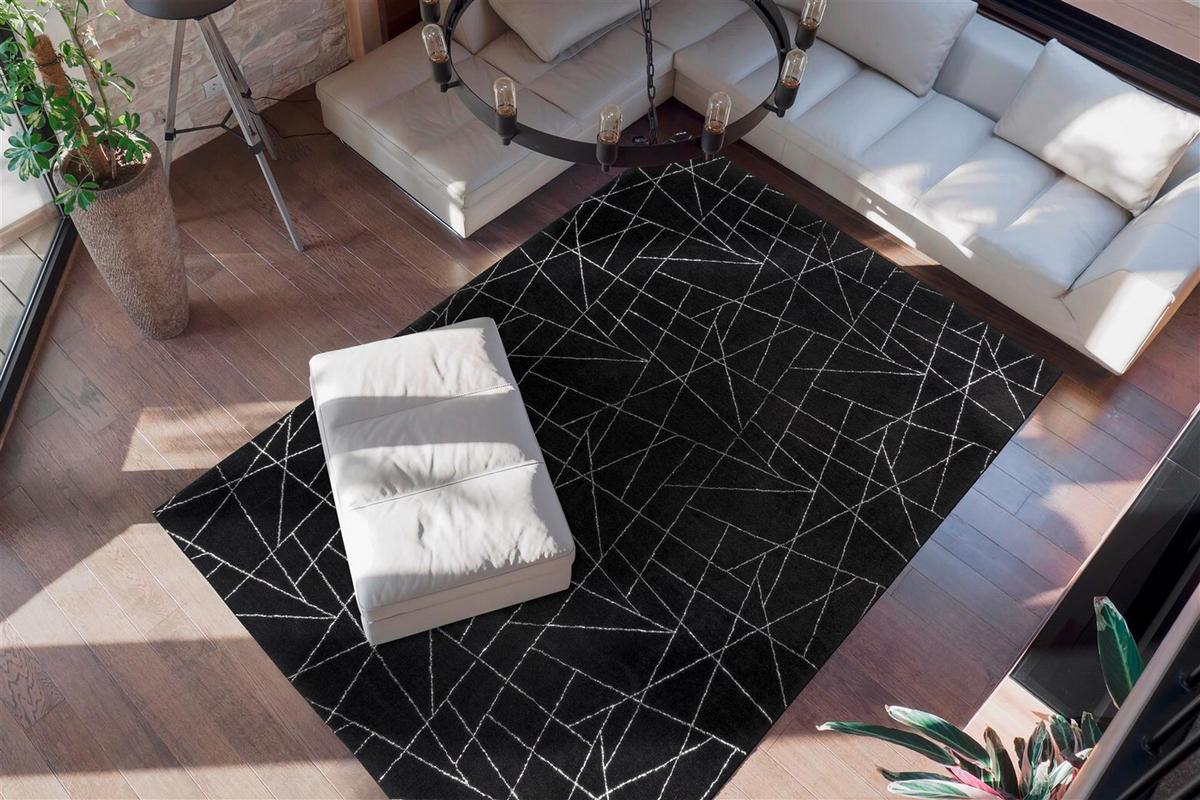FLACHWEBETEPPICH 200/290 cm Bijou 125 Schwarz / Silber Schwarz, Silberfarben  - Silberfarben/Schwarz, KONVENTIONELL, Textil (200/290cm)