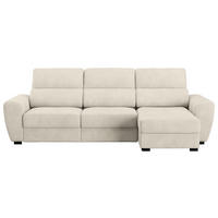 ECKSOFA in Mikrofaser Naturfarben  - Schwarz/Naturfarben, Konventionell, Kunststoff/Textil (285/177cm) - MID.YOU