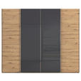 SCHWEBETÜRENSCHRANK 271/223/68 cm 4-türig Eiche Artisan  - Chromfarben/Eiche Artisan, KONVENTIONELL, Glas/Holzwerkstoff (271/223/68cm) - Novel