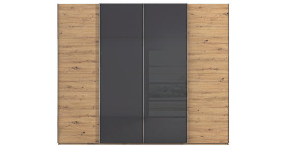 SCHWEBETÜRENSCHRANK 271/223/68 cm 4-türig Eiche Artisan  - Chromfarben/Eiche Artisan, KONVENTIONELL, Glas/Holzwerkstoff (271/223/68cm) - Novel