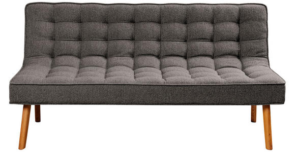 SITZBANK 183/90/79 cm Webstoff Grau Eiche vollmassiv  - Eichefarben/Grau, Design, Holz/Textil (183/90/79cm) - Linea Natura