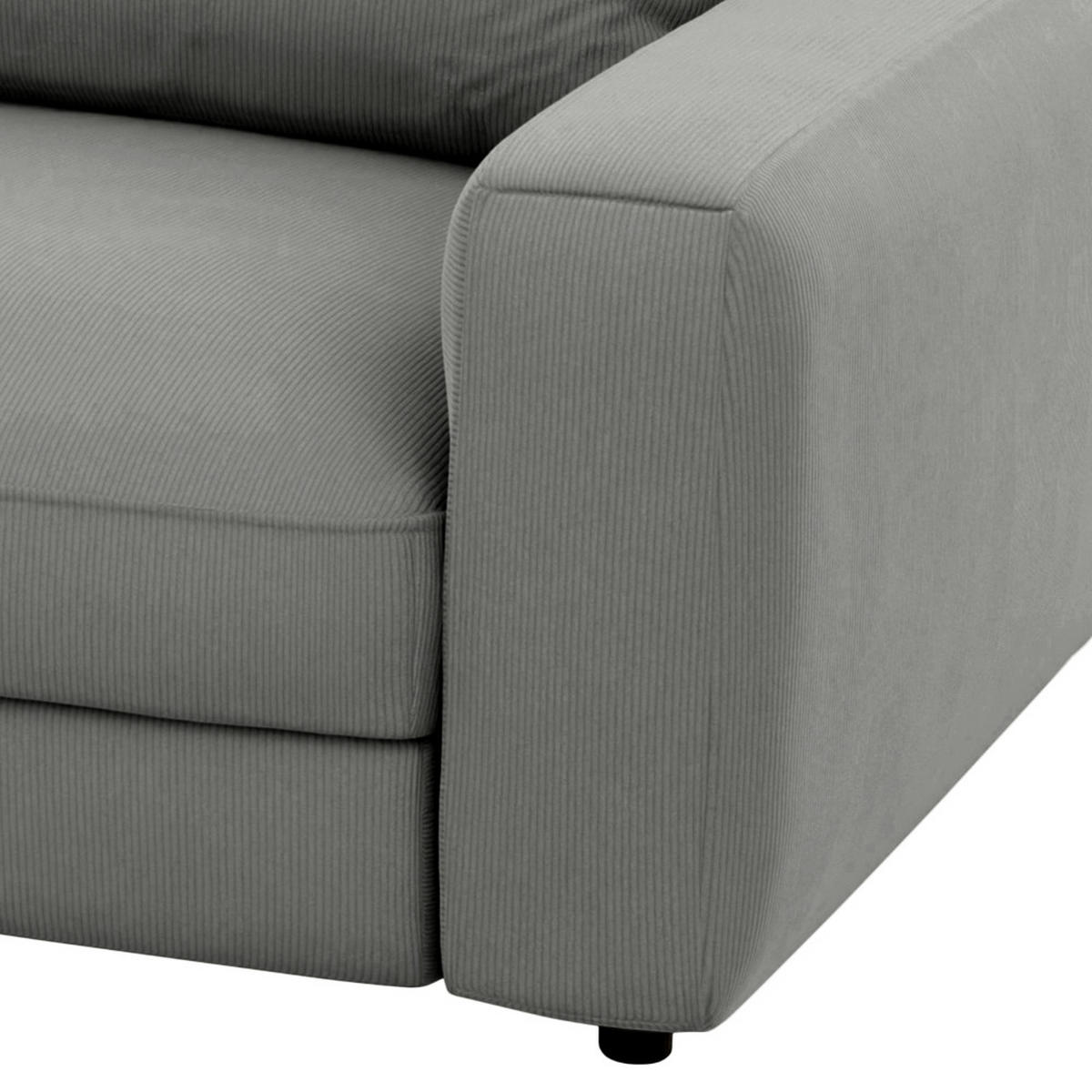 BIGSOFA in Cord Dunkelgrau  - Dunkelgrau/Schwarz, Modern, Kunststoff/Textil (264/84/125cm) - Trendmanufaktur