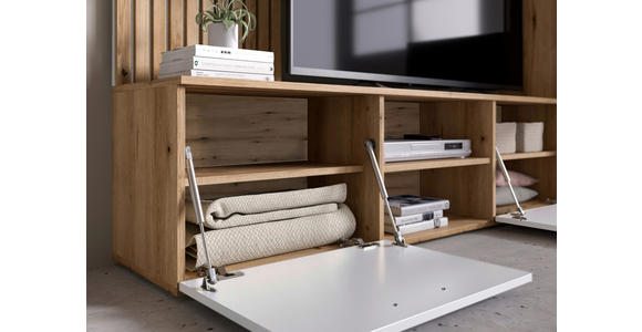 WOHNWAND 4-teilig  in Weiß, Eichefarben   - Eichefarben/Anthrazit, MODERN, Glas/Holzwerkstoff (250cm) - Carryhome