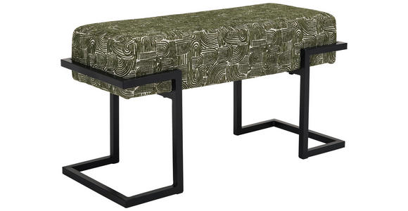 SITZBANK 80/42/33 cm Webstoff Grün, Schwarz  - Schwarz/Grün, Design, Textil/Metall (80/42/33cm) - Novel
