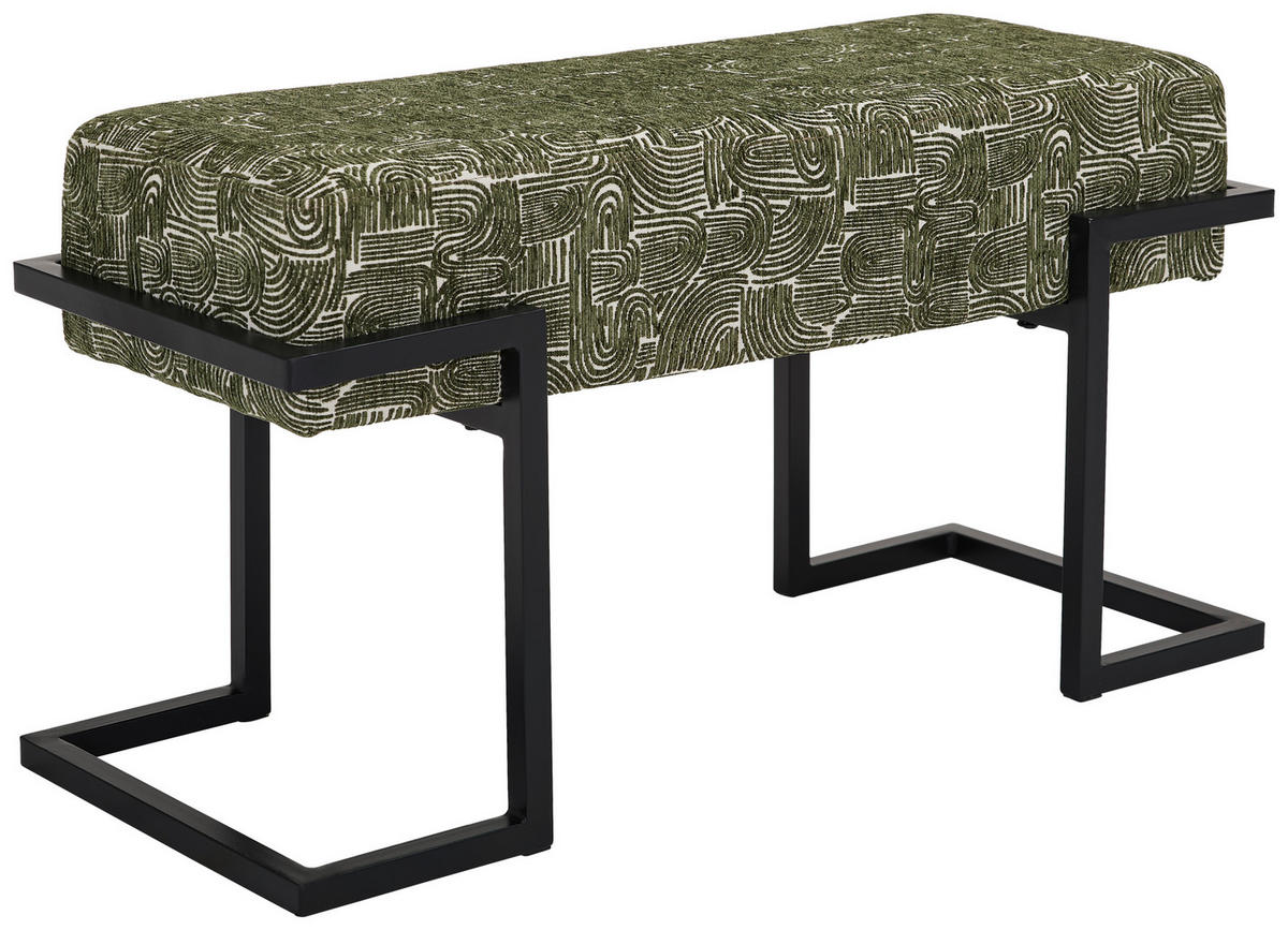 SITZBANK 80/42/33 cm Webstoff Grün, Schwarz  - Schwarz/Grün, Design, Textil/Metall (80/42/33cm) - Novel