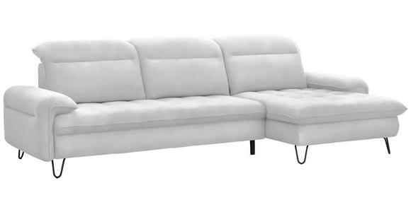 ECKSOFA in Chenille Weiß  - Schwarz/Weiß, LIFESTYLE, Textil/Metall (310/180cm) - Valnatura