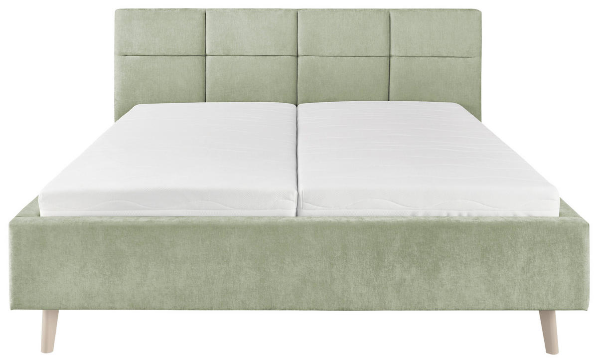 POLSTERBETT 180/200 cm,  in Hellgrün,  - Sandfarben/Hellgrün, KONVENTIONELL, Holz/Textil (180/200cm) - SetOne by Musterring