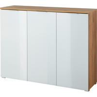 SCHUHSCHRANK GW-Telde 134/105/40 cm  - Weiss/Eichefarben, Konventionell, Glas/Holzwerkstoff (134/105/40cm)