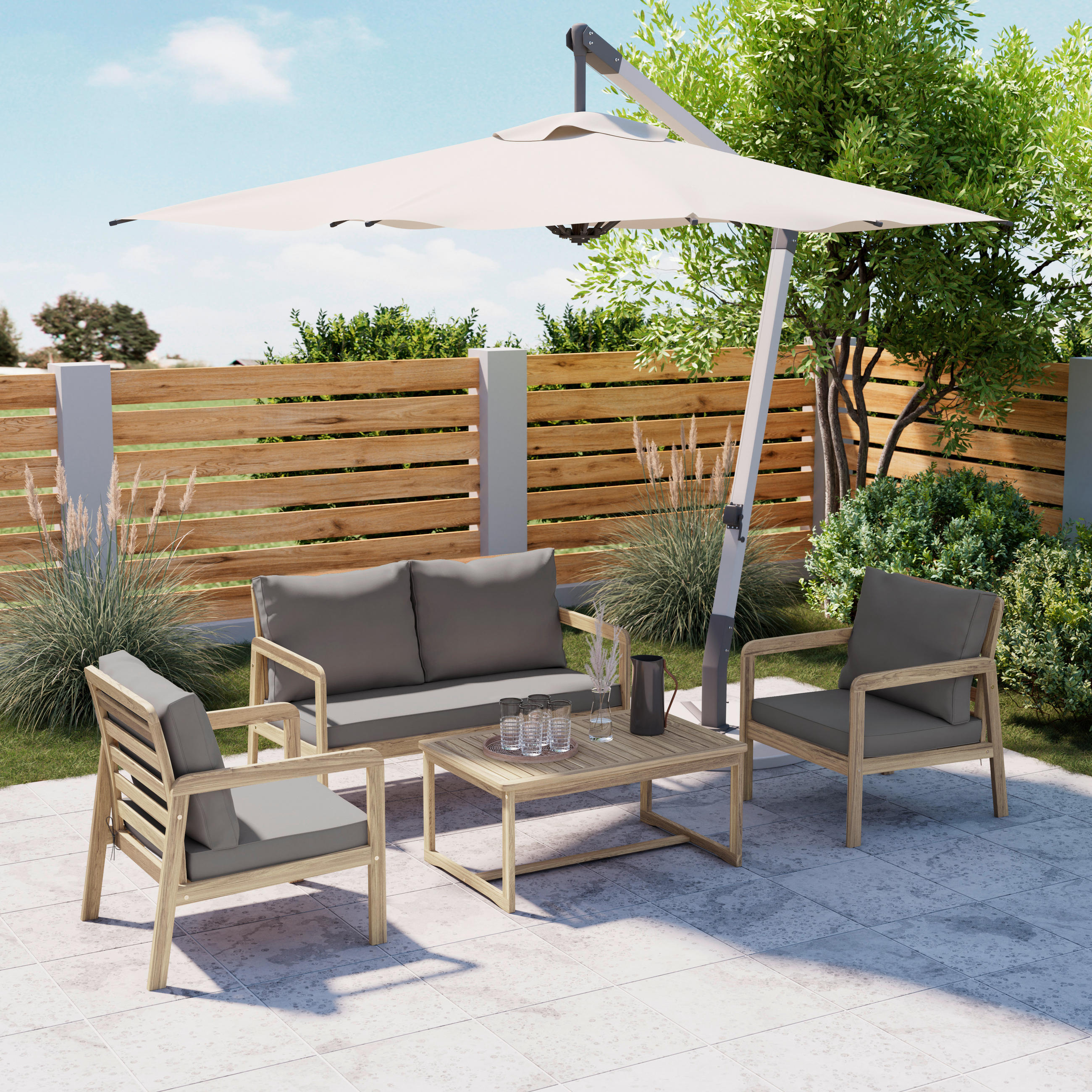 Ambia Garden ZAHRADNÍ SADA 4dílné, dřevo, textil