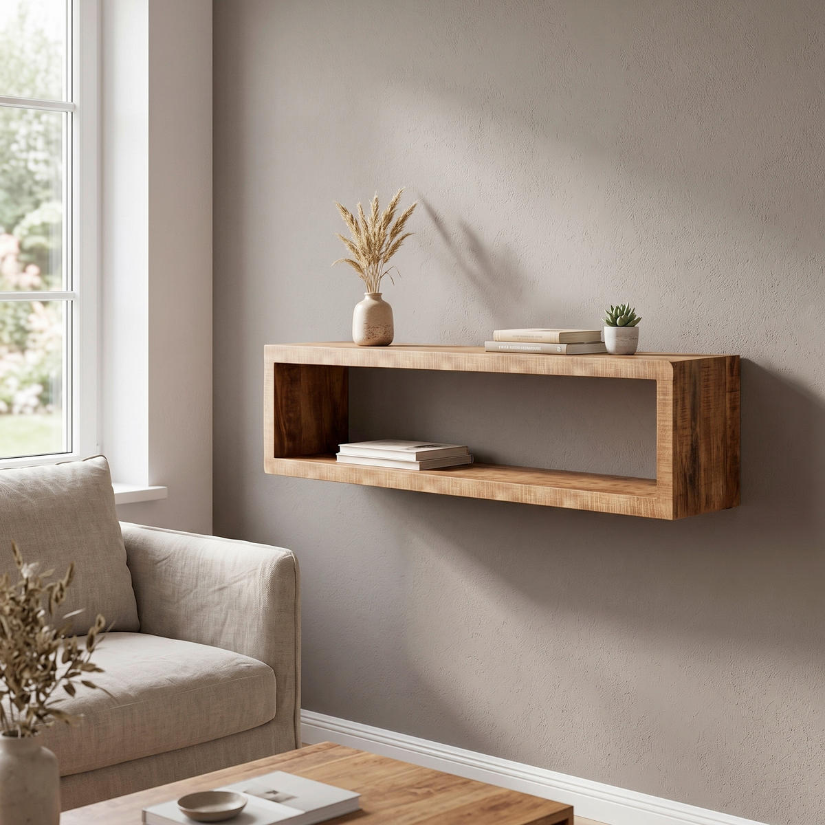 WANDREGAL  - Naturfarben, Design, Holz (80/20/15cm) - Livetastic
