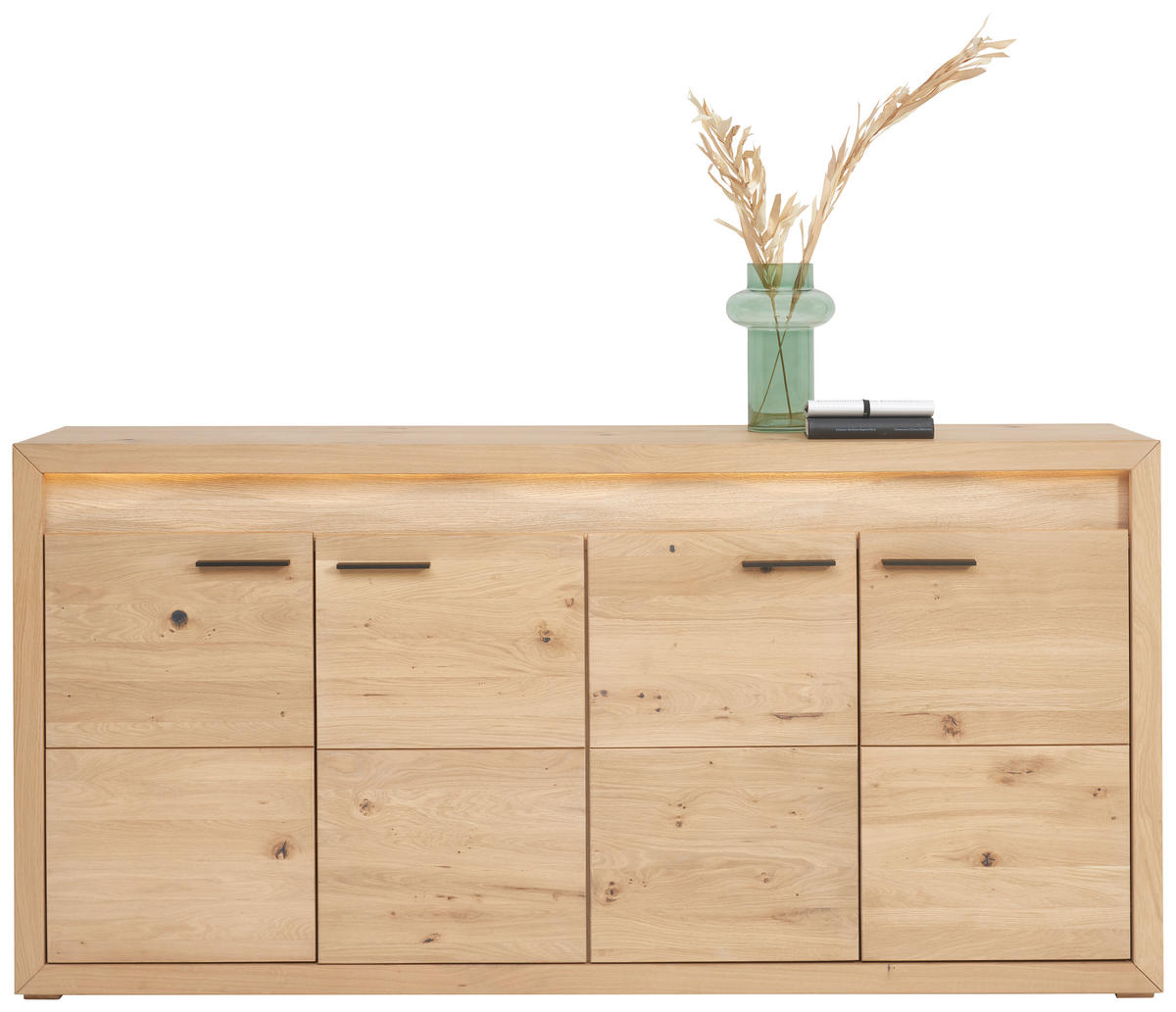 TÁLALÓSZEKRÉNY 188,8/92,8/40 cm  - fekete/tölgyfa, Konventionell, fém/fa (188,8/92,8/40cm) - Linea Natura
