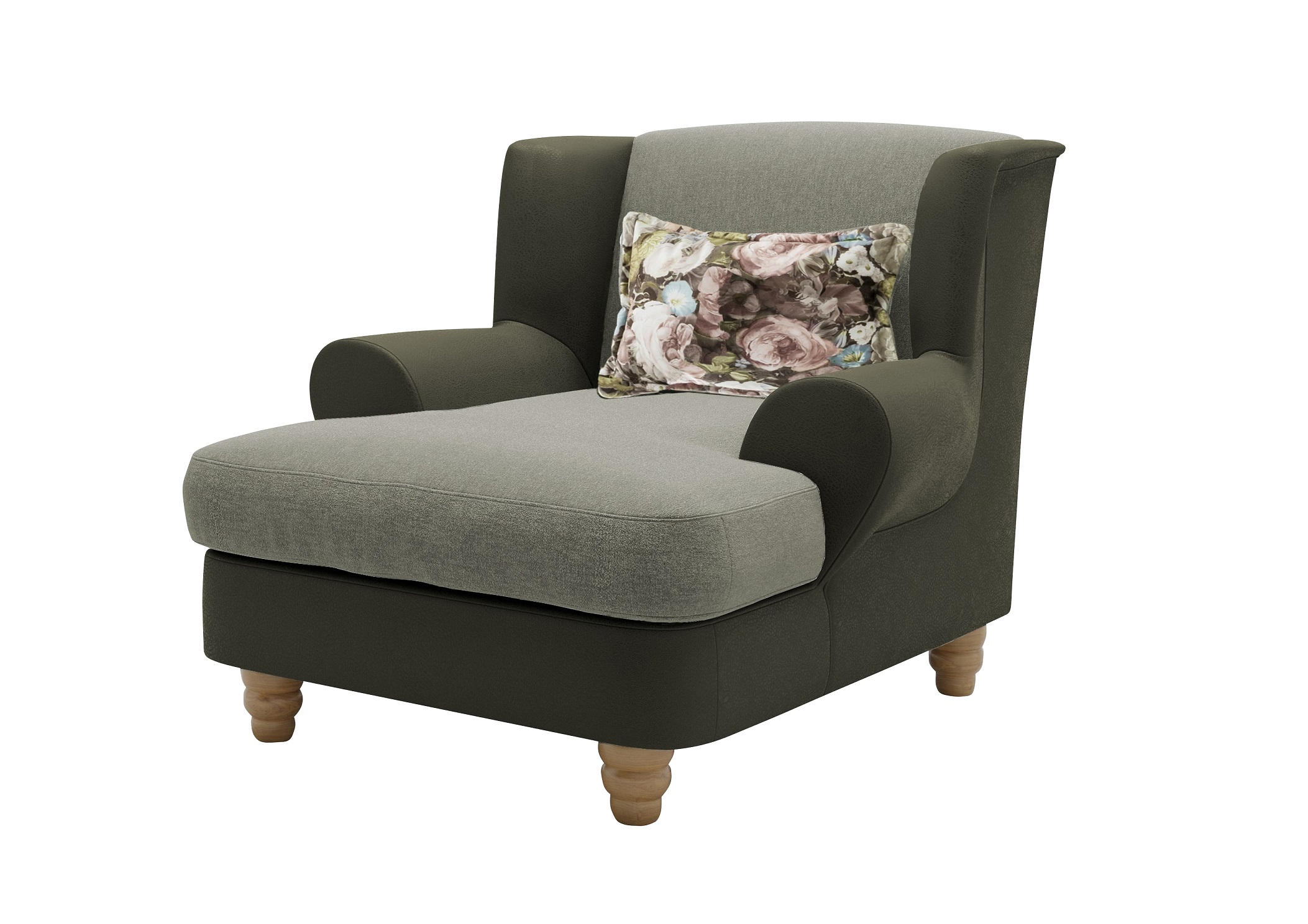 BIG SESSEL Chenille, Mikrofaser Grün, Hellgrün - Wildeiche/Hellgrün, MODERN, Holz/Textil (124/104/150cm) - Livetastic