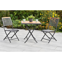 BALKONSET Graphitfarben, Akaziefarben 3-teilig  - Graphitfarben/Akaziefarben, KONVENTIONELL, Holz/Metall - Gardenson