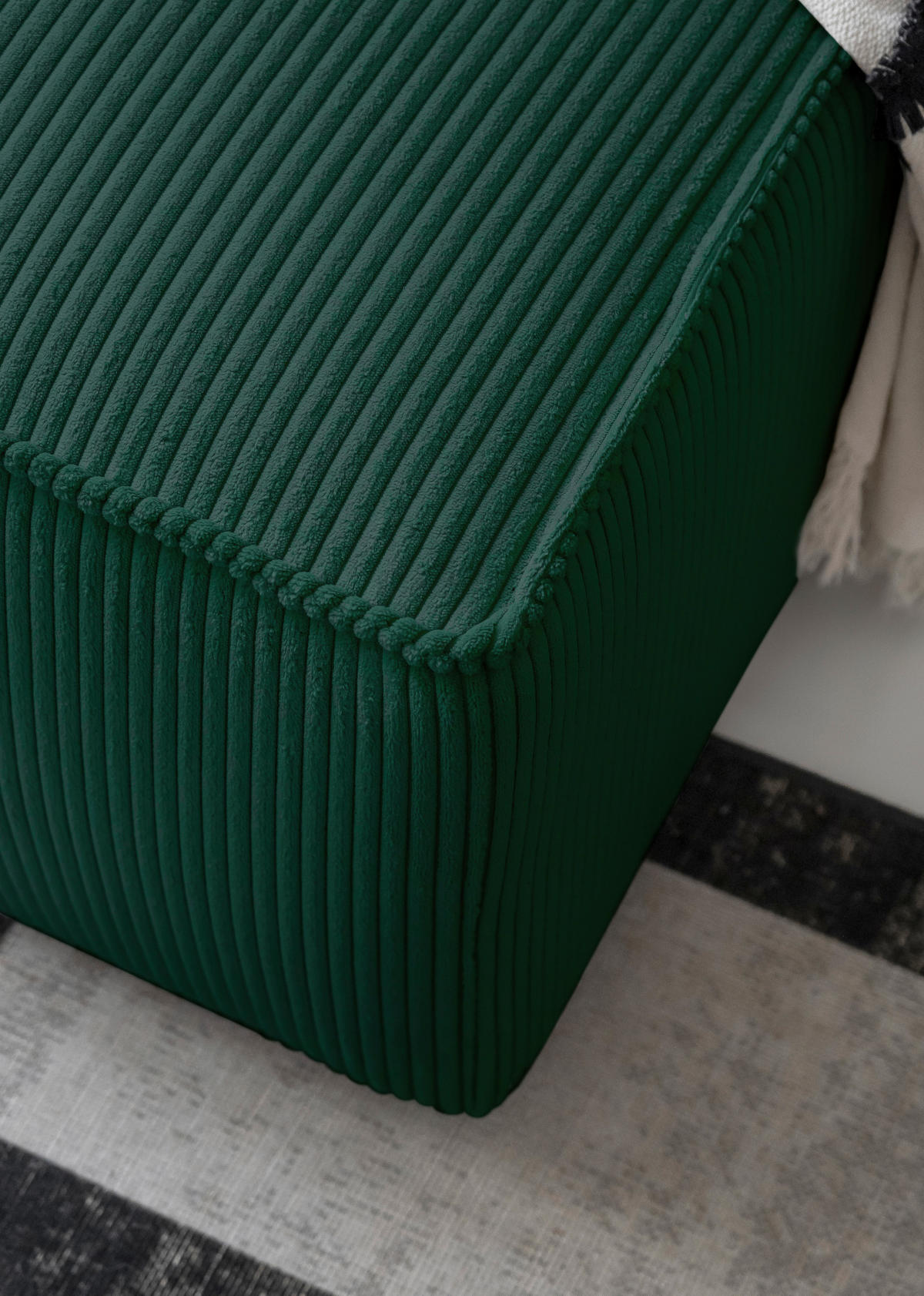 ECKSOFA Dunkelgrün Cord Bettkasten, Rückenkissen  - Dunkelgrün/Schwarz, Design, Kunststoff/Textil (247/194cm) - MID.YOU