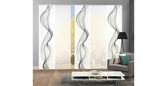 FLÄCHENVORHANG in Grau, Weiß halbtransparent - Weiß/Grau, Design, Textil (60/245cm) - Novel