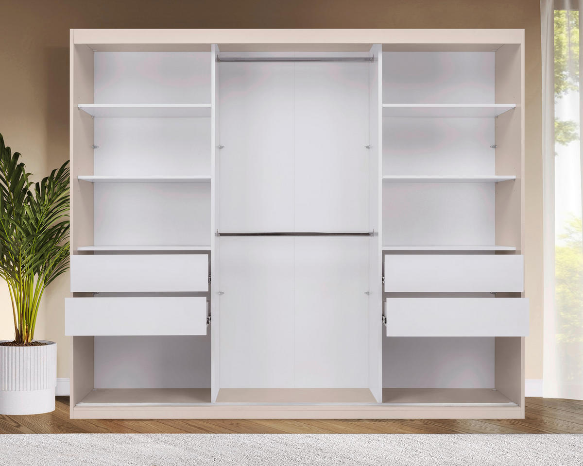 SCHIEBETÜRENSCHRANK 250/215/59,5 cm 3-türig  - Kaschmir/Schwarz, MODERN, Holzwerkstoff/Metall (250/215/59,5cm) - MID.YOU