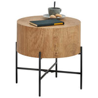 BEISTELLTISCH 45/45/45 cm Schwarz, Eichefarben rund  - Eichefarben/Schwarz, MODERN, Holzwerkstoff/Metall (45/45/45cm) - Xora