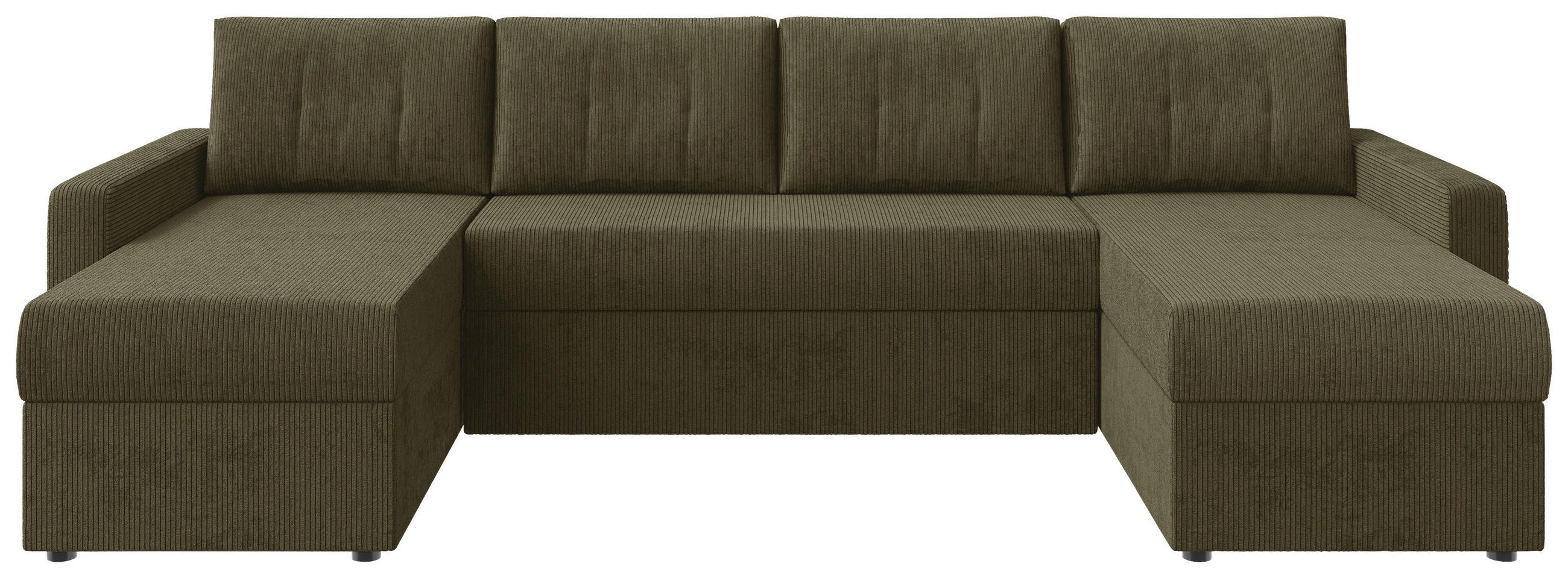 WOHNLANDSCHAFT Olivgrün Cord  - Schwarz/Olivgrün, KONVENTIONELL, Kunststoff/Textil (152/290/152cm) - Ti'me