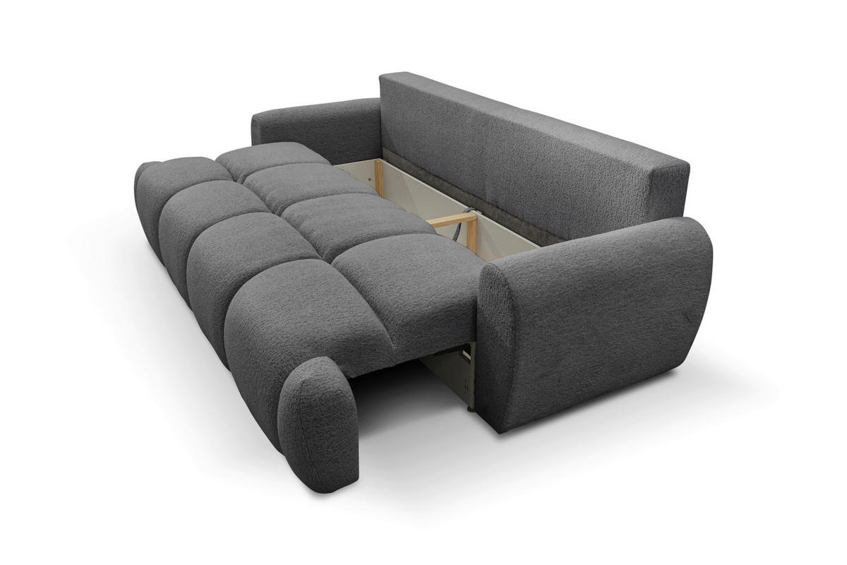 SCHLAFSOFA ALBA Struktur Dunkelgrau  inkl. Bettkasten, Schlaffunktion  - Dunkelgrau/Schwarz, Design, Holz/Textil (242/93/104cm) - MID.YOU