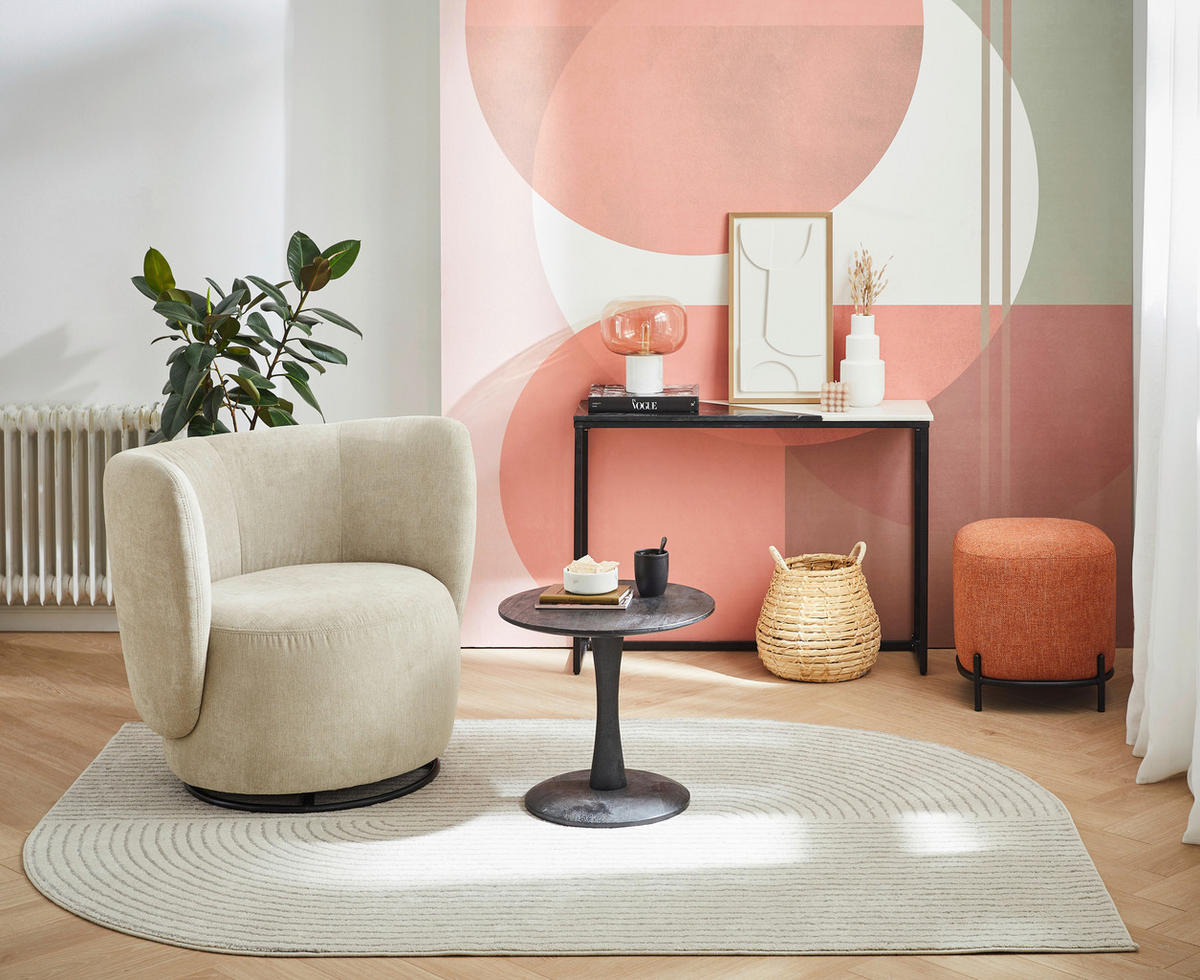 COCKTAILSESSEL in Flachgewebe Beige  - Hellbraun/Beige, Design, Textil/Metall (92/80/84cm) - Livetastic