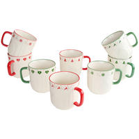 KAFFEEBECHER  340 ml   - Hellrot/Weiß, Trend, Keramik (8,8/9,4cm) - X-Mas
