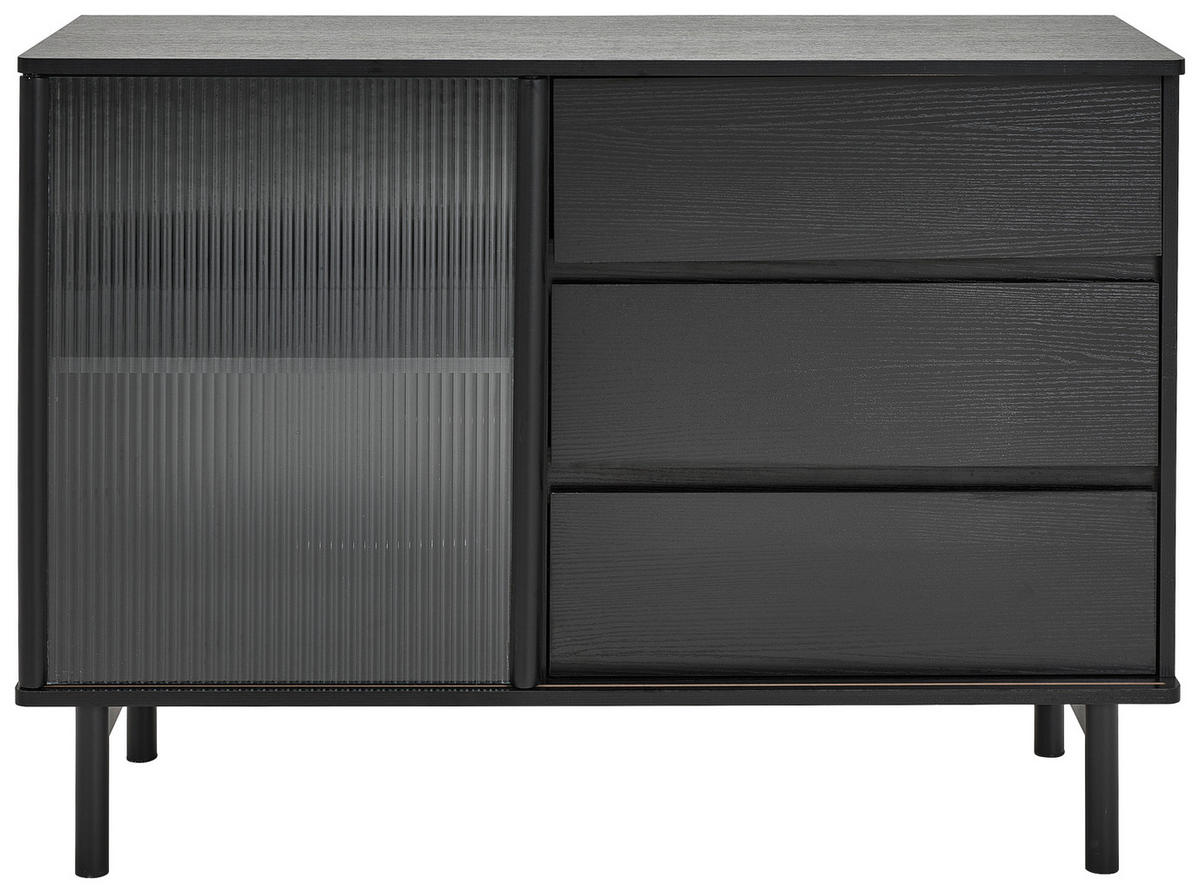 SIDEBOARD  in 111/79/40 cm  - Klar/Schwarz, Design, Glas/Holz (111/79/40cm) - MID.YOU