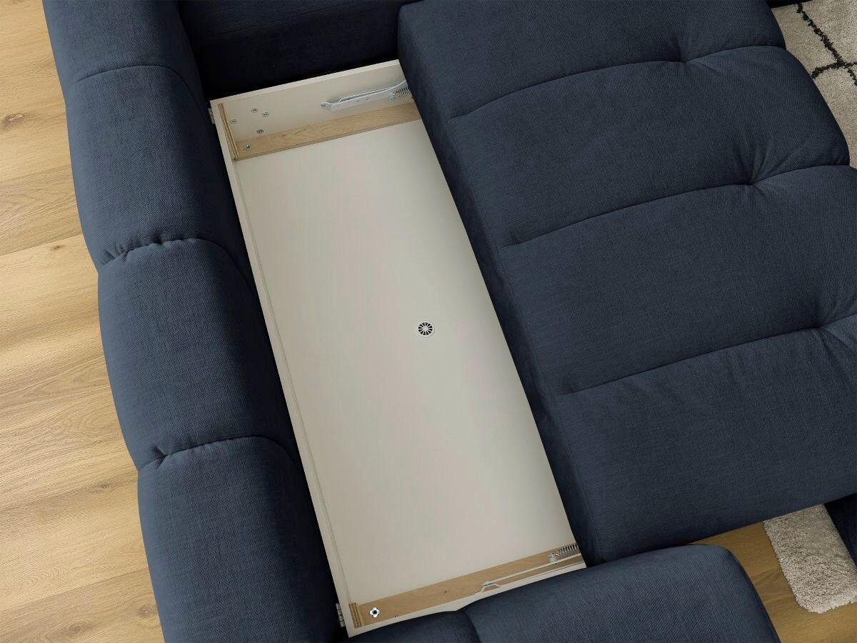 ECKSCHLAFSOFA FUJI Leinenoptik Dunkelblau  inkl.  - Schwarz/Dunkelblau, MODERN, Kunststoff/Textil (282/204cm)