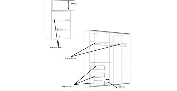 SCHWEBETÜRENSCHRANK  in Weiß  - Alufarben/Weiß, KONVENTIONELL, Holzwerkstoff/Metall (170/200/61cm) - Carryhome