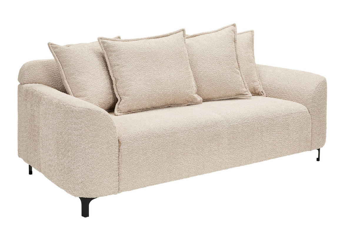 2,5-SITZER Chenille Beige  - Beige/Schwarz, KONVENTIONELL, Textil/Metall (200/84/99cm) - Carryhome