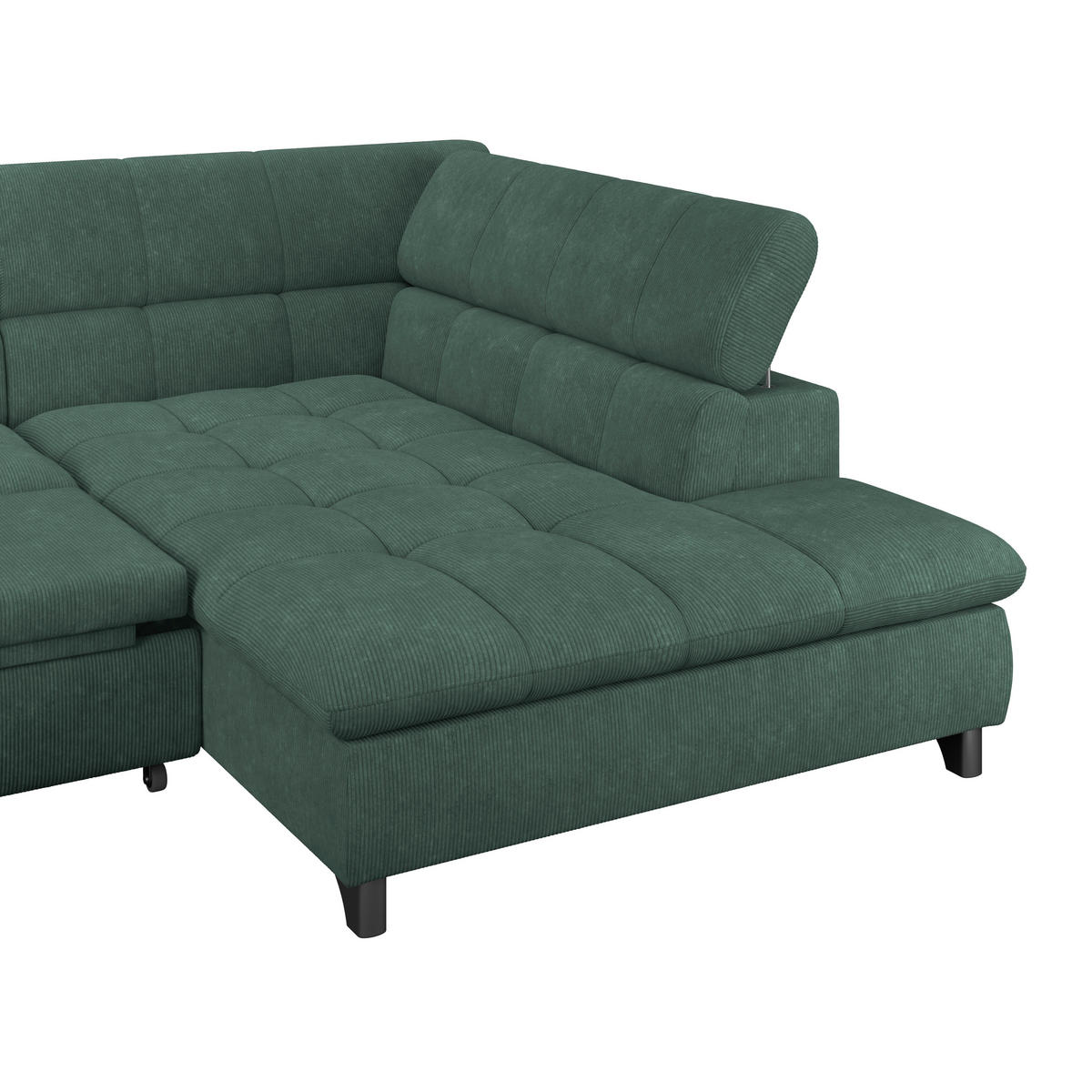 ECKSOFA Waldgrün Chenille  - Waldgrün/Chromfarben, KONVENTIONELL, Textil/Metall (312/234cm) - Livetastic