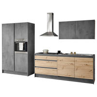 BLOK KUHINJA BEZ APARATA  antracit, hrast Artisan  - hrast Artisan/antracit, Design, drvni materijal (335cm) - MID.YOU