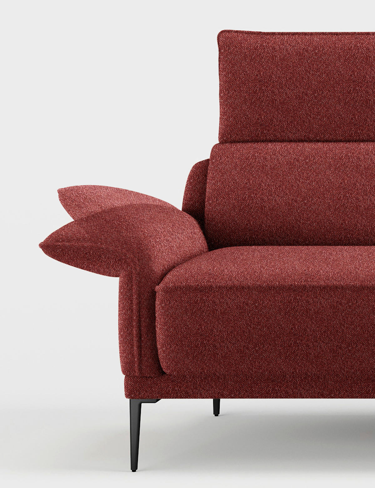 ECKSOFA in Bouclé Rot  330/186 cm  - Rot/Schwarz, Design, Textil/Metall (330/186cm) - Johann Jakob