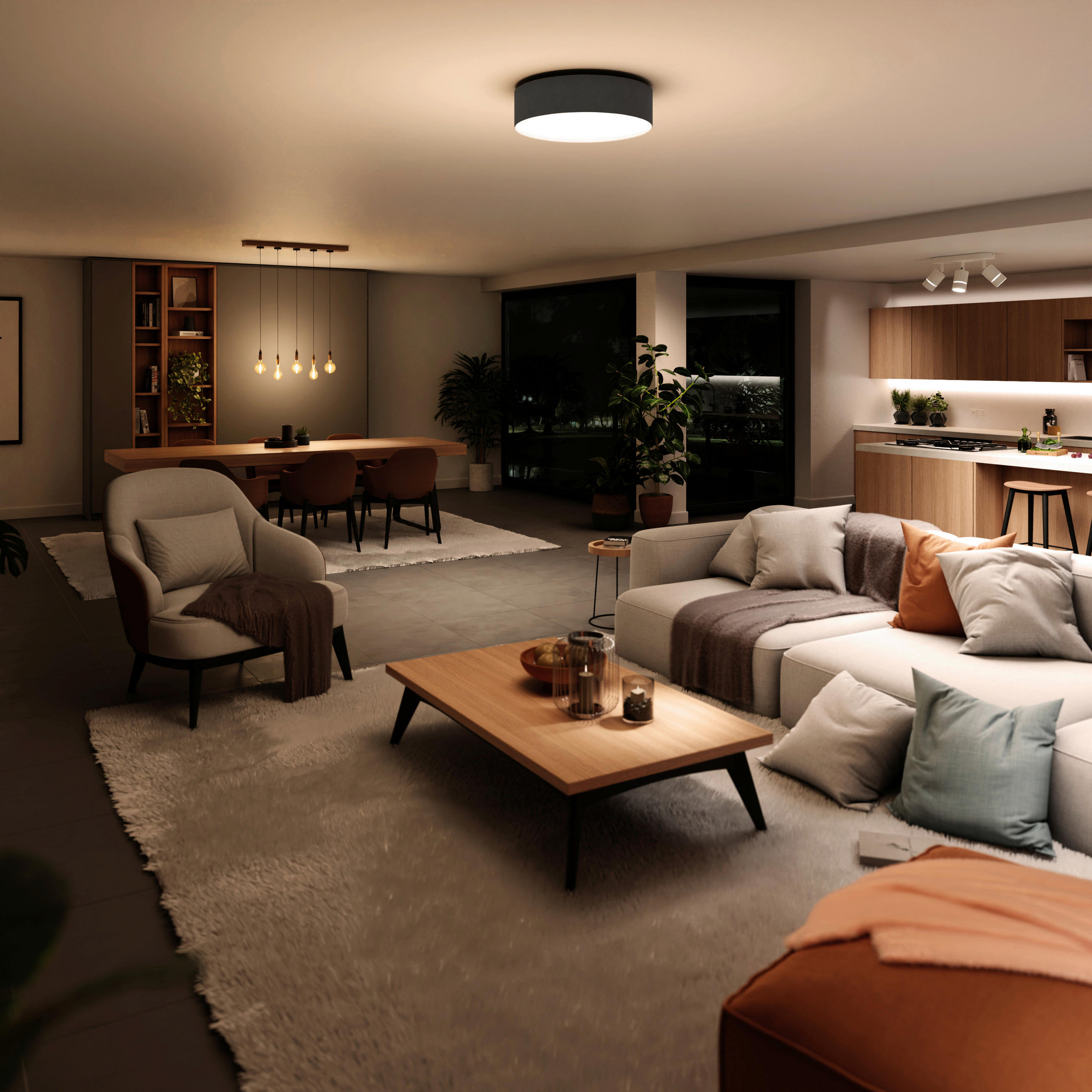 LED-DECKENLEUCHTE  Smart 40 cm  - Taupe, Design, Textil (40cm) - Tint