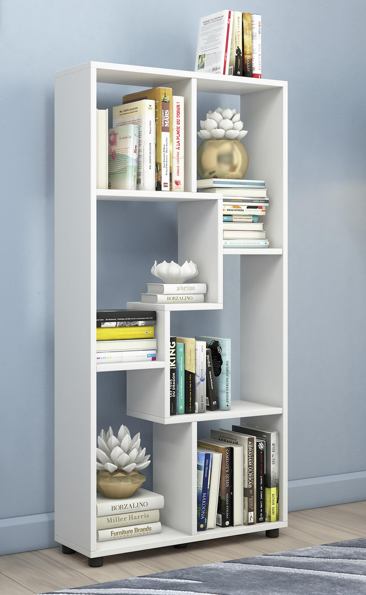 Standregal in Weiß  60/119/20 cm Weiss  - Weiss/Schwarz, Basics, Holzwerkstoff/Kunststoff (60/119/20cm) - MID.YOU