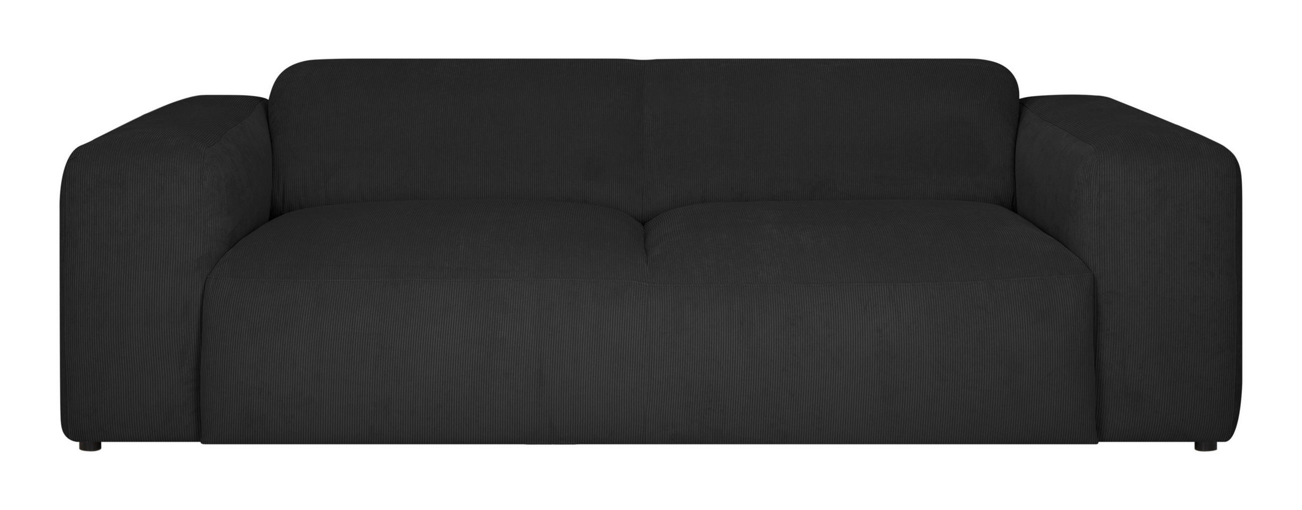 3-SITZER-SOFA HANNAH Cord Schwarz  - Schwarz, Design, Kunststoff/Textil (247/75/104cm) - MID.YOU