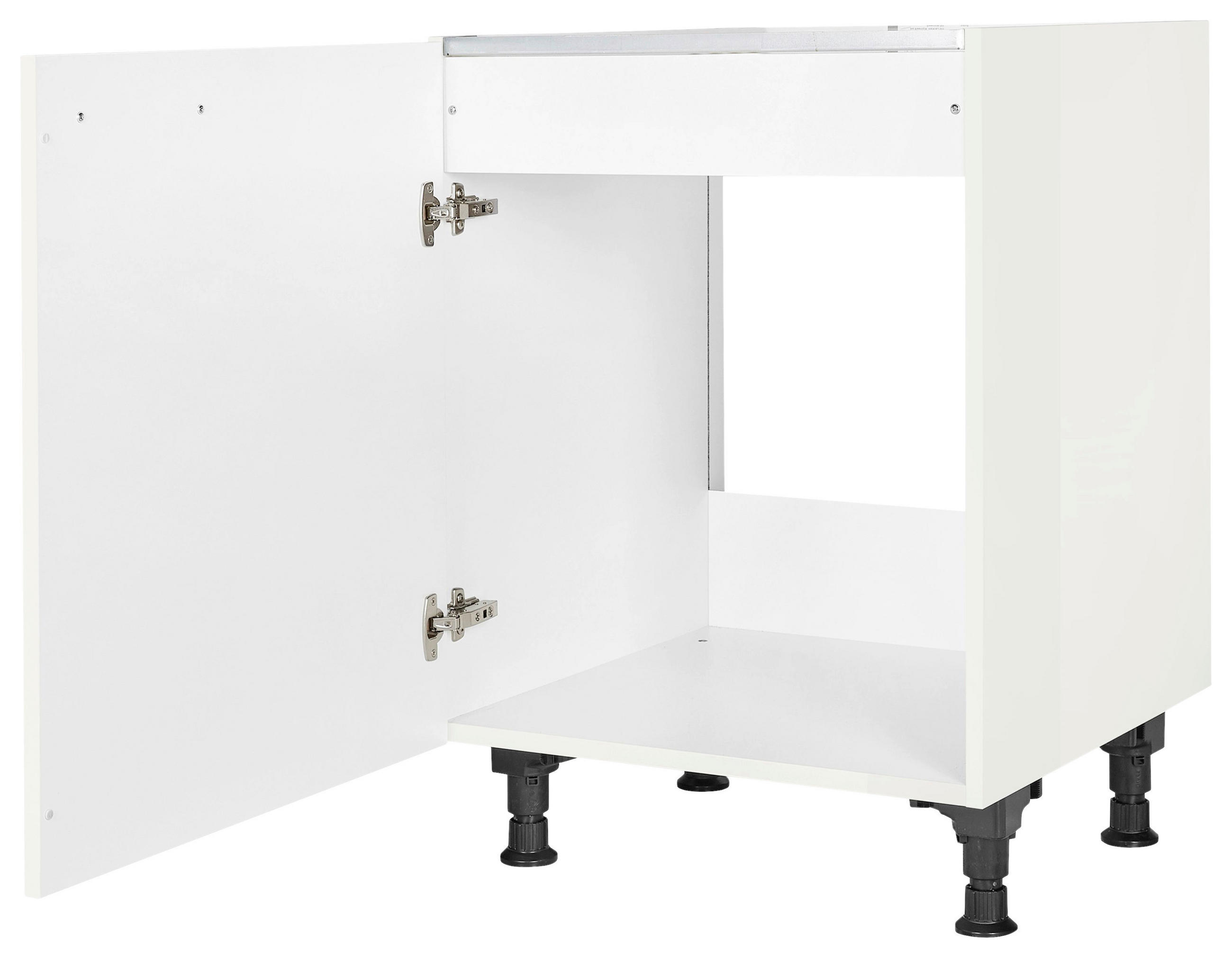 SPÜLENUNTERSCHRANK 60/87/56 cm  in Weiß Hochglanz  - Edelstahlfarben/Weiß Hochglanz, MODERN, Holzwerkstoff/Metall (60/87/56cm) - Nobilia