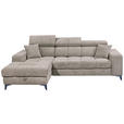 ECKSOFA Graubraun Chenille Zierkissen, Bettkasten, Rücken echt, Kopfteilverstellung, Sitztiefenverstellung  - Graubraun/Schwarz, KONVENTIONELL, Kunststoff/Textil (172/268cm) - Carryhome