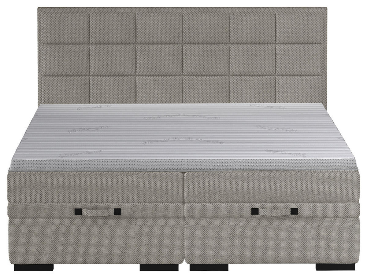 BOXSPRINGBETT 180/200 cm  in Graubraun  - Graubraun/Schwarz, Konventionell, Kunststoff/Textil (180/200cm) - home24