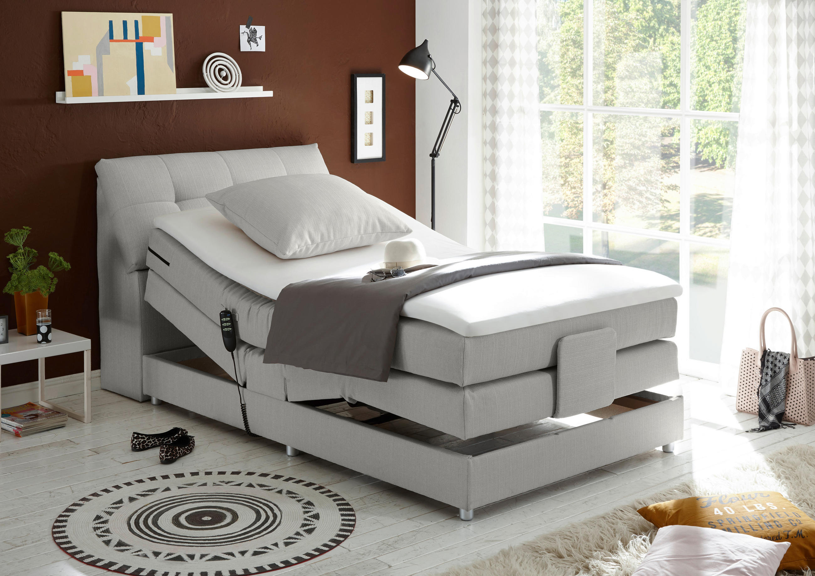 BOXSPRINGBETT 120/200 cm in Silberfarben - Silberfarben, Design, Kunststoff/Textil (120/200cm) - Esposa