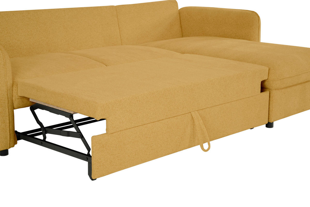 ECKSOFA in Chenille Senfgelb  - Senfgelb, Design, Textil (254/160cm) - MID.YOU