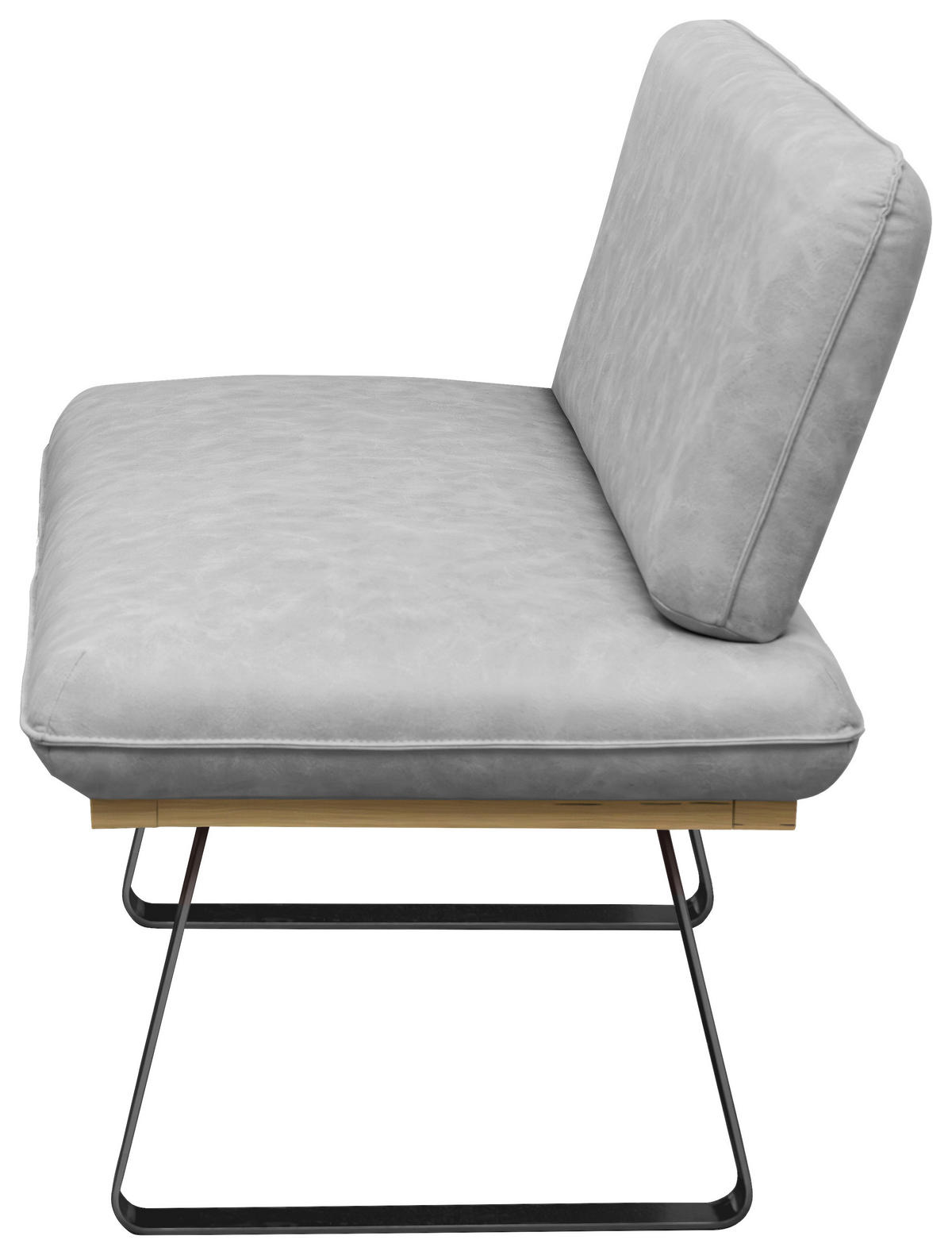 SITZBANK 160/48/90 cm Webstoff Grau  - Schwarz/Grau, MODERN, Textil/Metall (160/48/90cm) - Livetastic