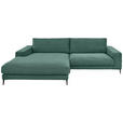 ECKSOFA Ottomane links  Grün Feincord  - Schwarz/Grün, Design, Textil/Metall (207/293cm) - Dieter Knoll