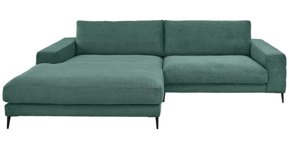 ECKSOFA Ottomane links  Grün Feincord  - Schwarz/Grün, Design, Textil/Metall (207/293cm) - Dieter Knoll