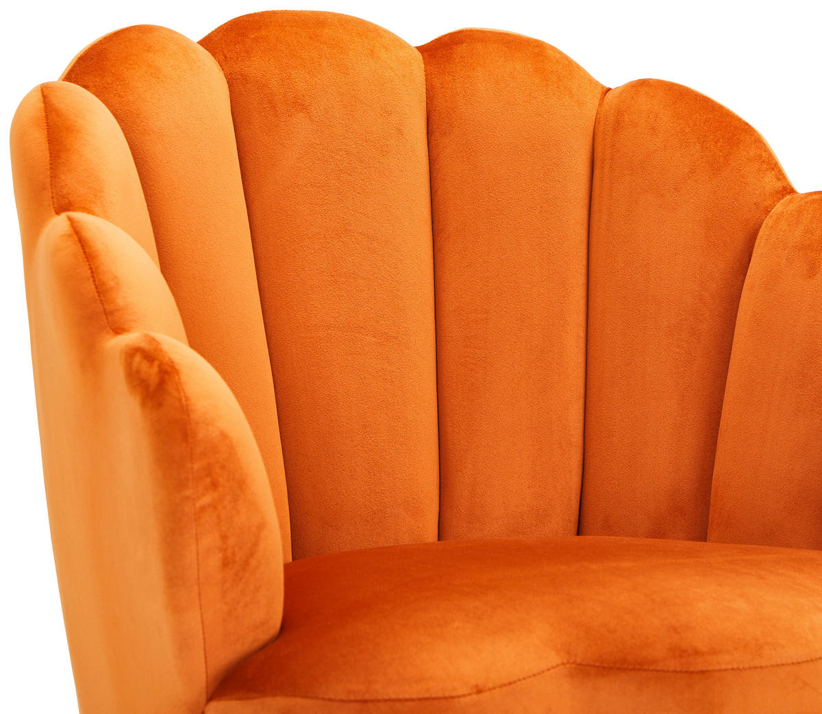 SESSEL Samt Orange, Ecru    - Ecru/Orange, Design, Holz/Textil (67/80/65cm) - MID.YOU