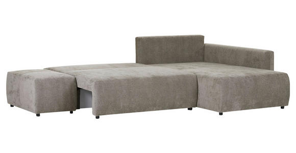 ECKSOFA in Flachgewebe Hellbraun  - Hellbraun/Schwarz, KONVENTIONELL, Kunststoff/Textil (295/200cm) - Carryhome