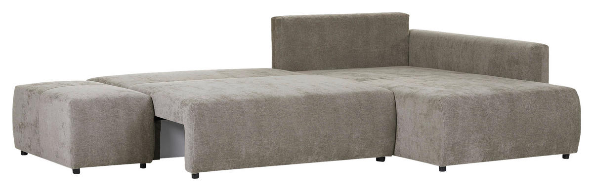 ECKSOFA in Flachgewebe Hellbraun  - Hellbraun/Schwarz, Konventionell, Kunststoff/Textil (295/200cm) - Carryhome